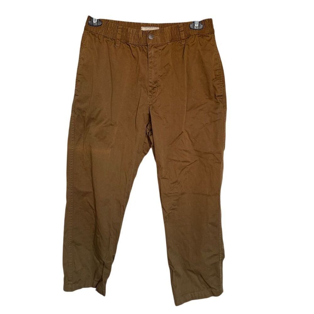 Scandia Wood Relaxed Tapered Cotton Pants Brown Size 34S Casual